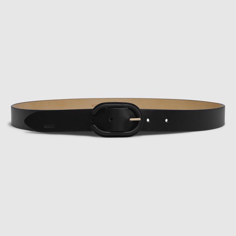 BLACK ECCO Formal Covered Belt