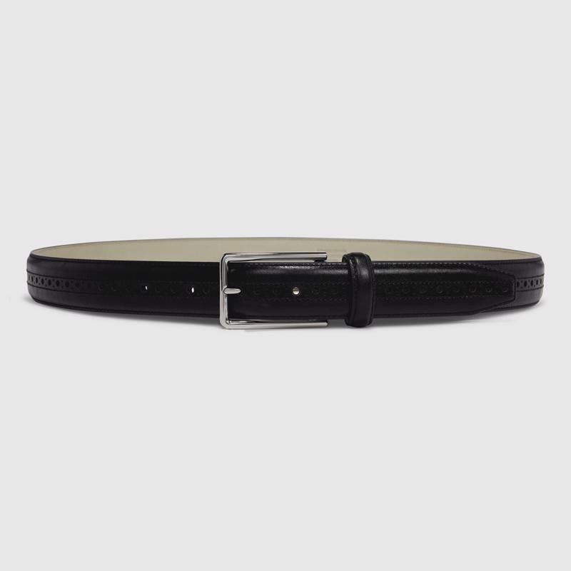BLACK ECCO Formal Brogue Belt L