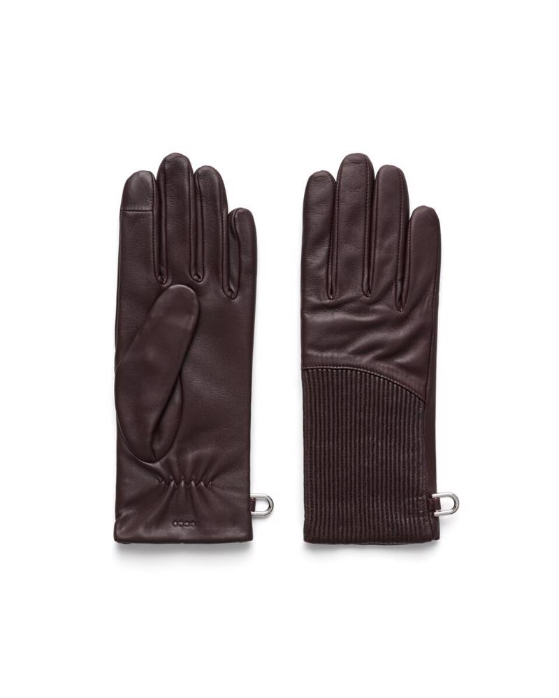 Brown ECCO Womens Plissé Gloves