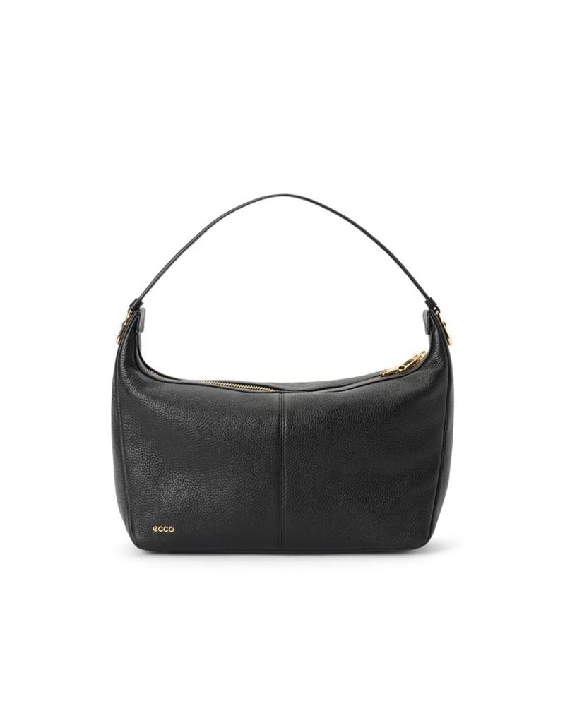 BLACK ECCO Hobo S Soft Pebbled Leather