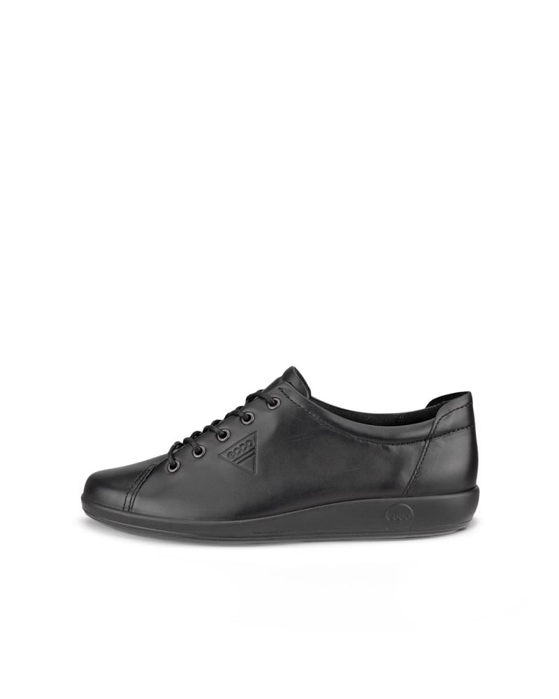 BLACK ECCO SOFT 2.0 LACE SHOE