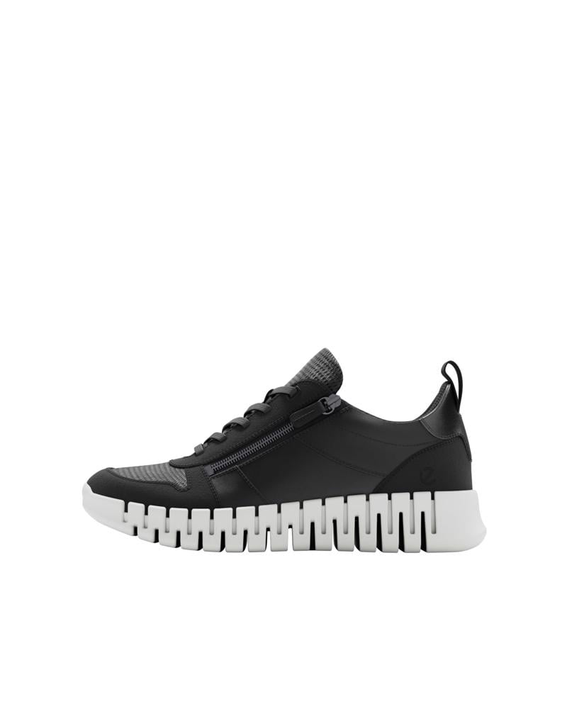 BLACK ECCO GRUUV W SIDE ZIP LACE