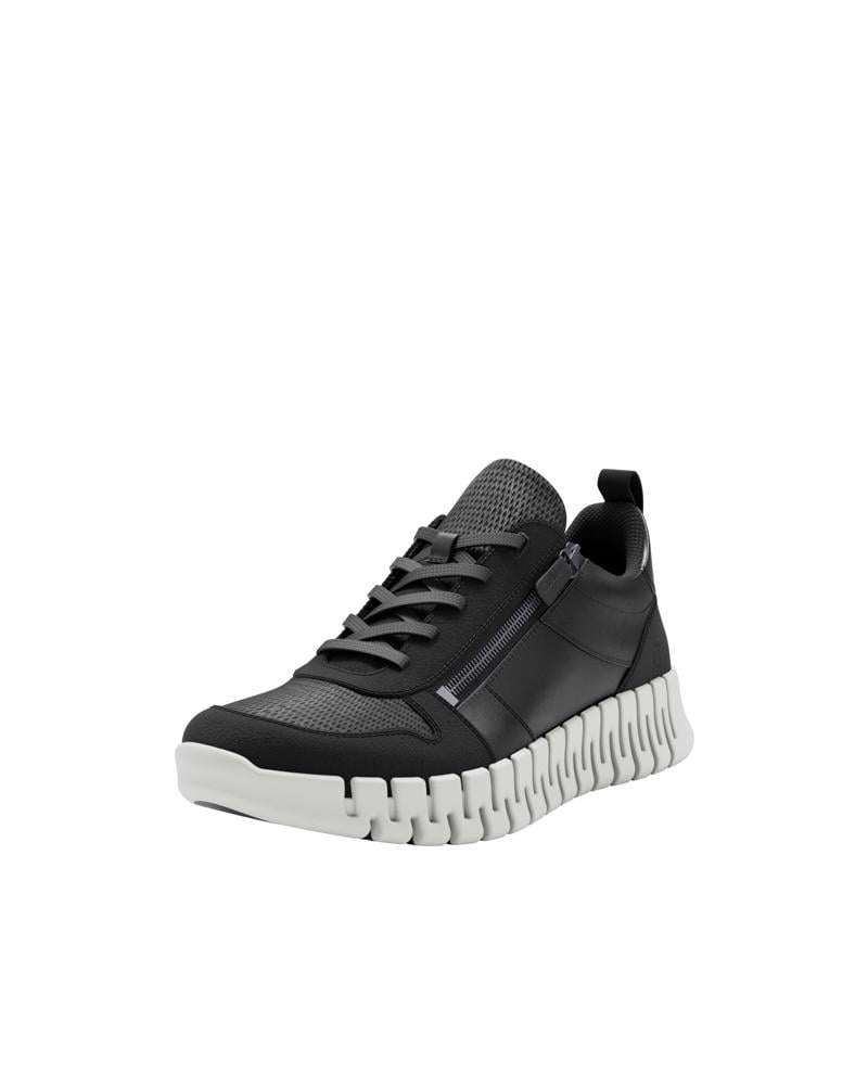 BLACK ECCO GRUUV W SIDE ZIP LACE