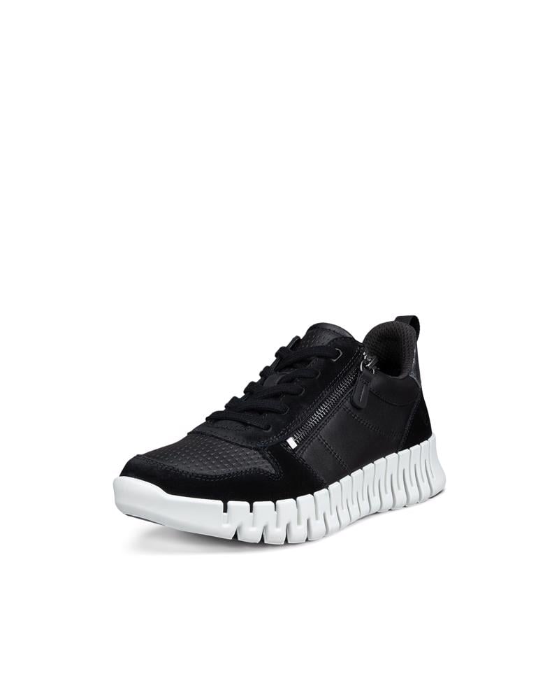 BLACK ECCO GRUUV W SIDE ZIP LACE