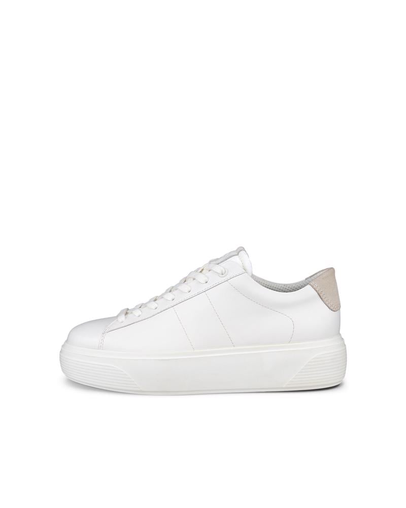 White ECCO STREET PLATFORM W LEA