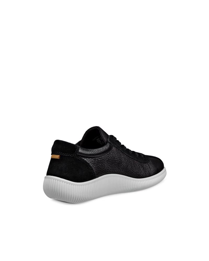 BLACK ECCO SOFT ZERO W LACE UP