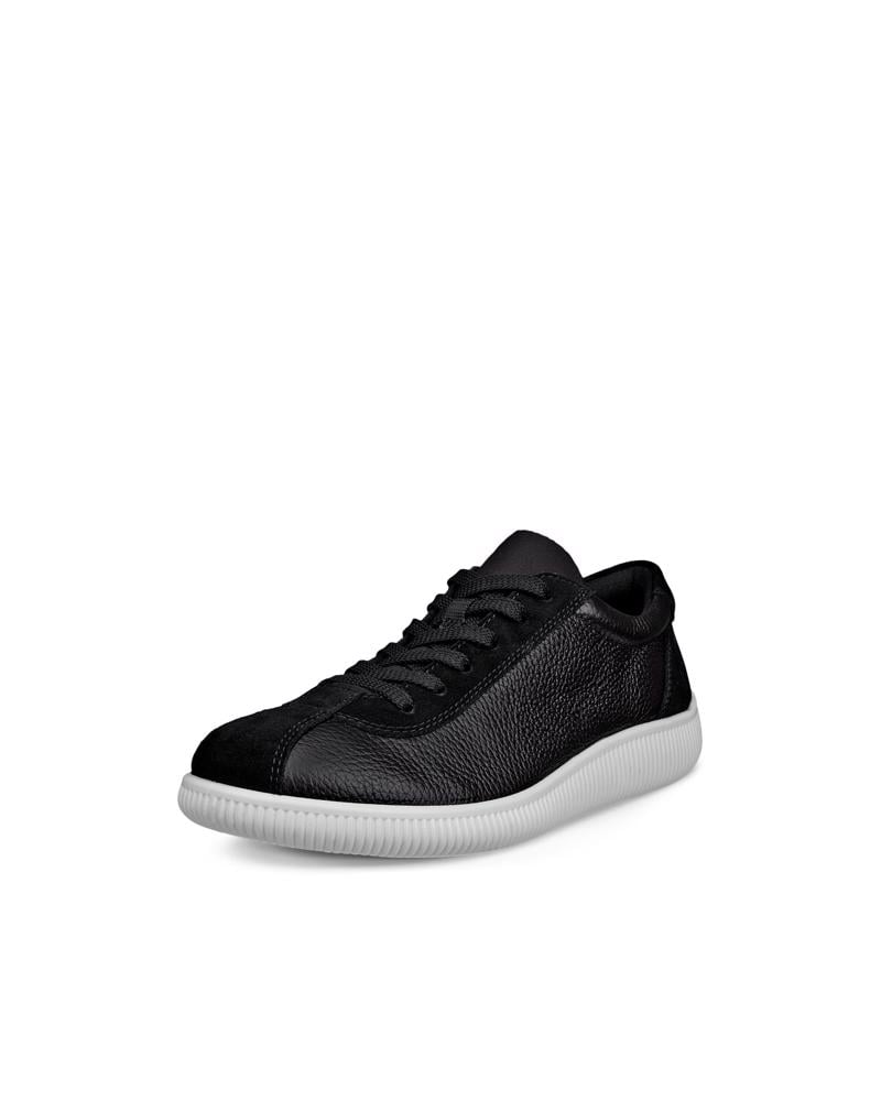 BLACK ECCO SOFT ZERO W LACE UP