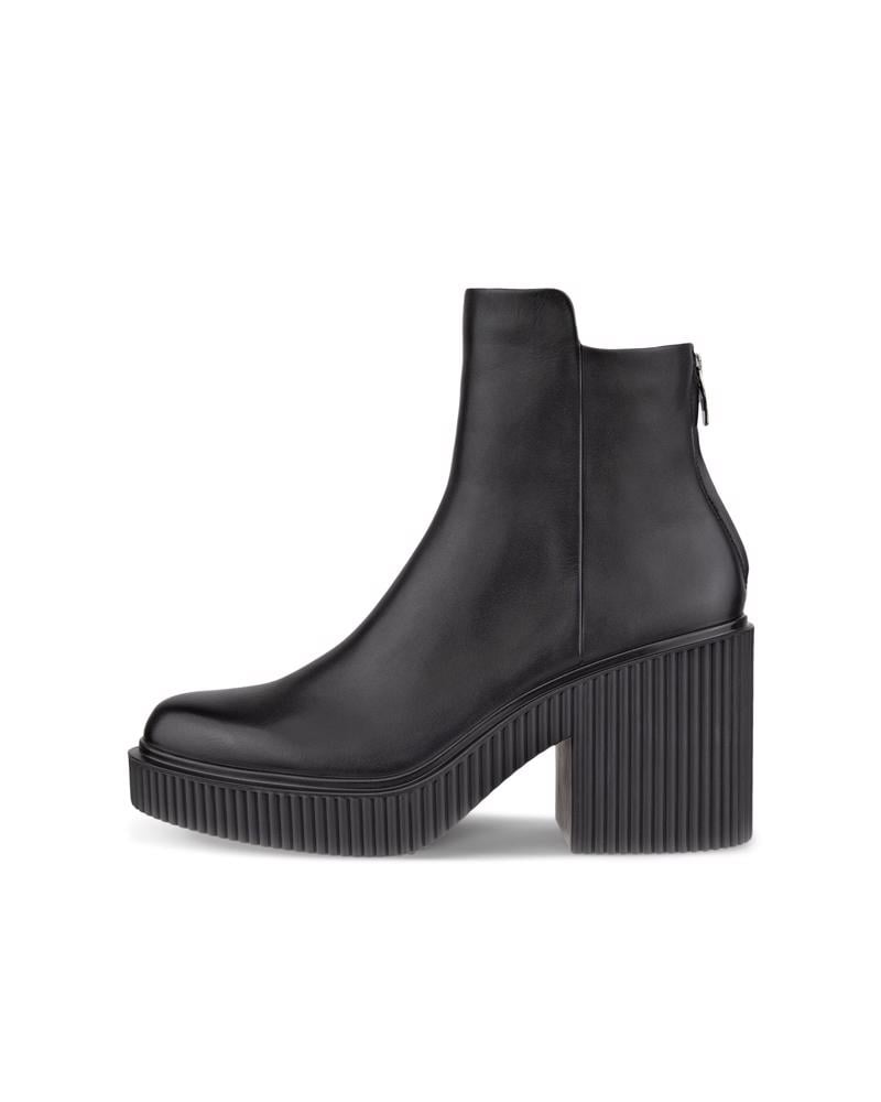 BLACK ECCO Fluted Heel W Boot LEA