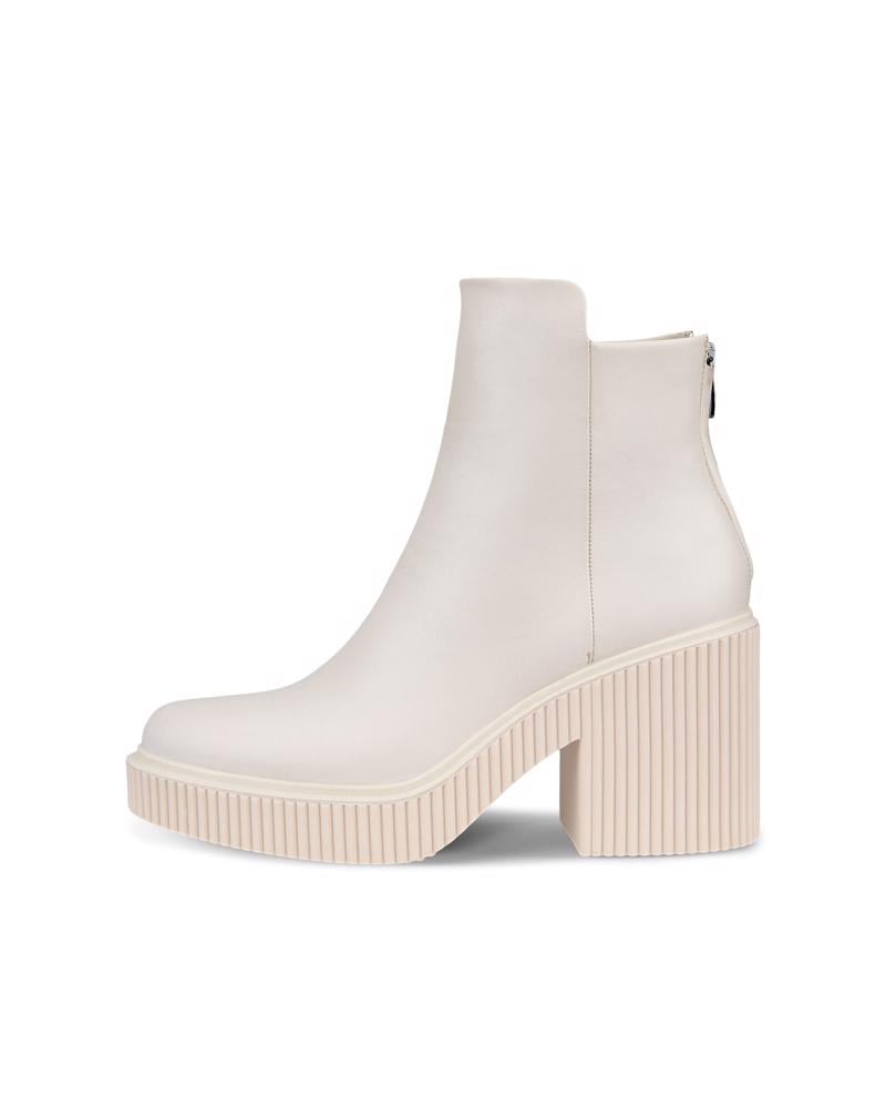 Beige ECCO Fluted Heel W Boot LEA
