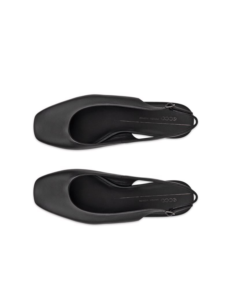BLACK ECCO MARGOT SLING BACK FLAT