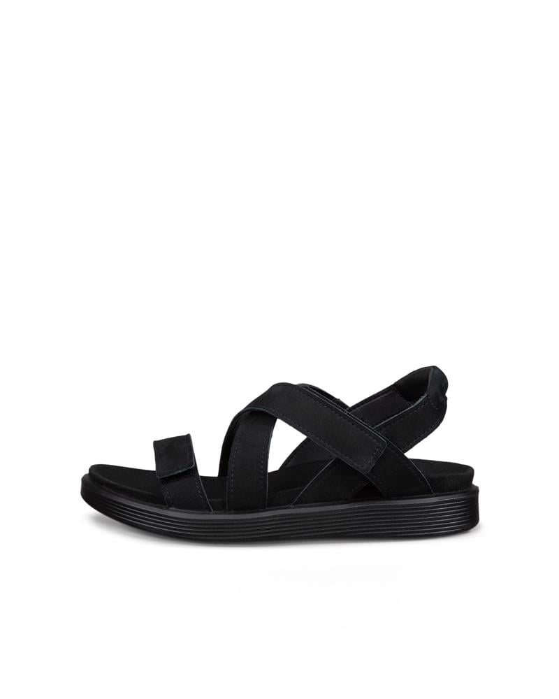 BLACK ECCO SOFT SANDAL W CROSS STRAP
