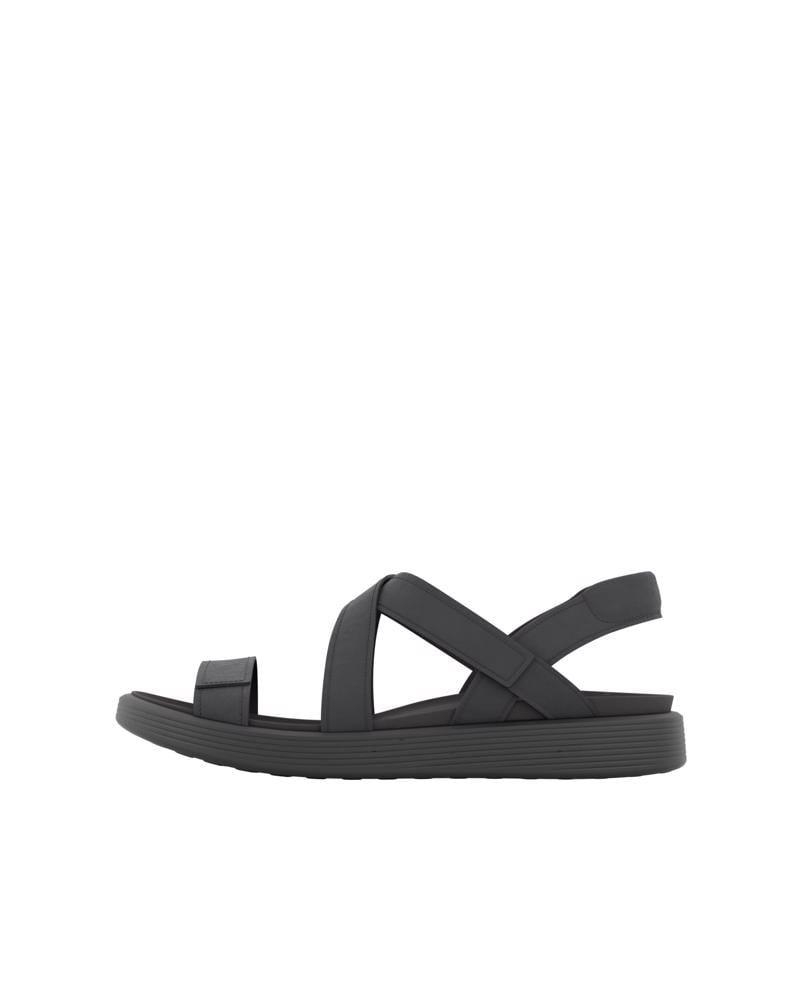 BLACK ECCO SOFT SANDAL W CROSS STRAP