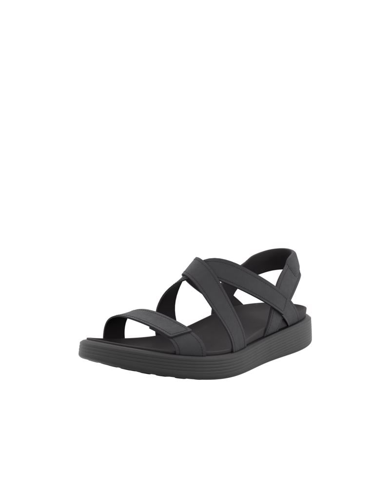BLACK ECCO SOFT SANDAL W CROSS STRAP