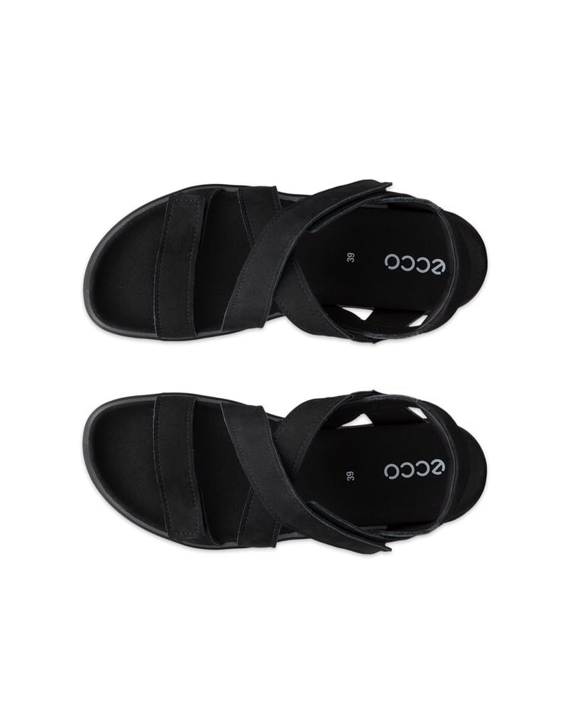 BLACK ECCO SOFT SANDAL W CROSS STRAP