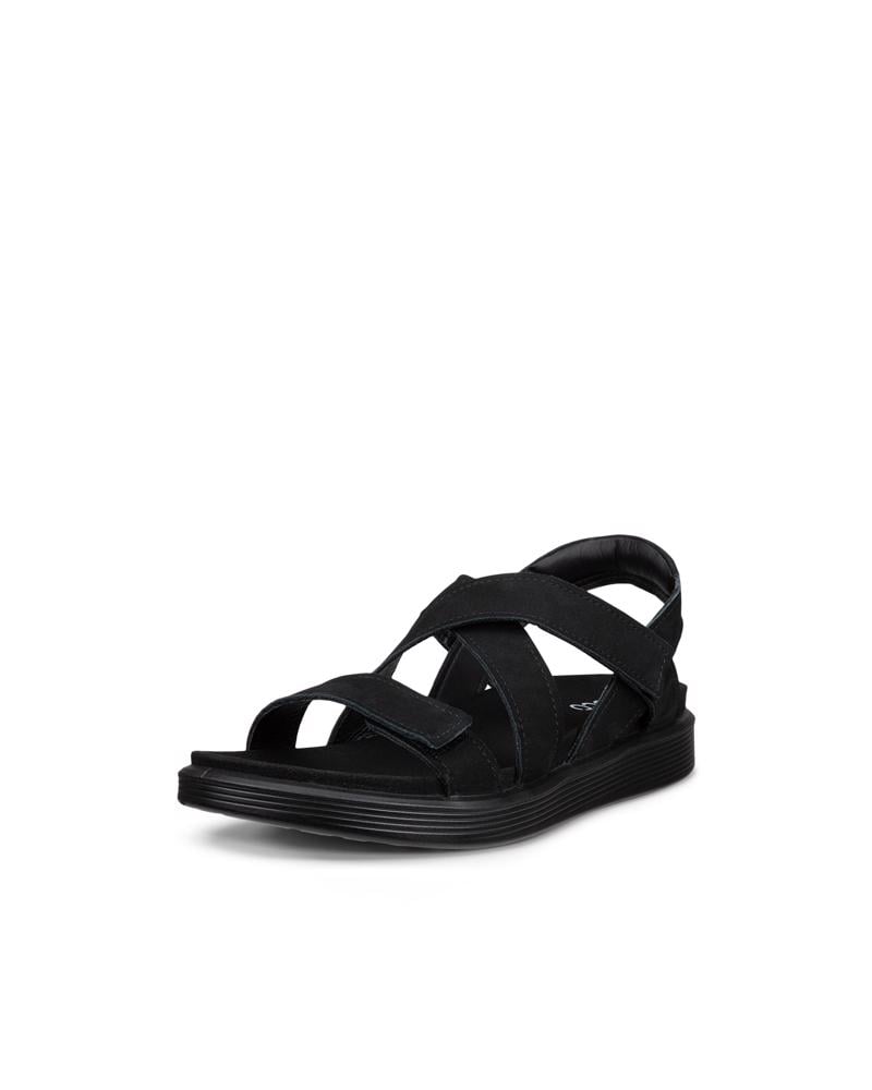 BLACK ECCO SOFT SANDAL W CROSS STRAP