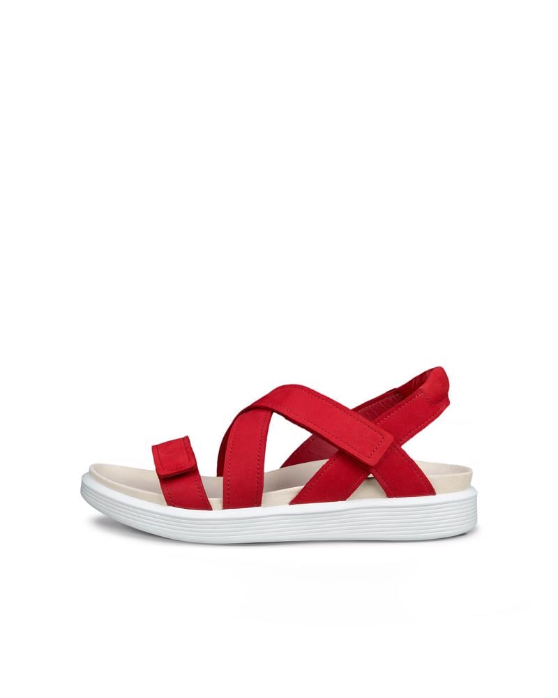 CHILI RED  ECCO SOFT SANDAL W CROSS STRAP