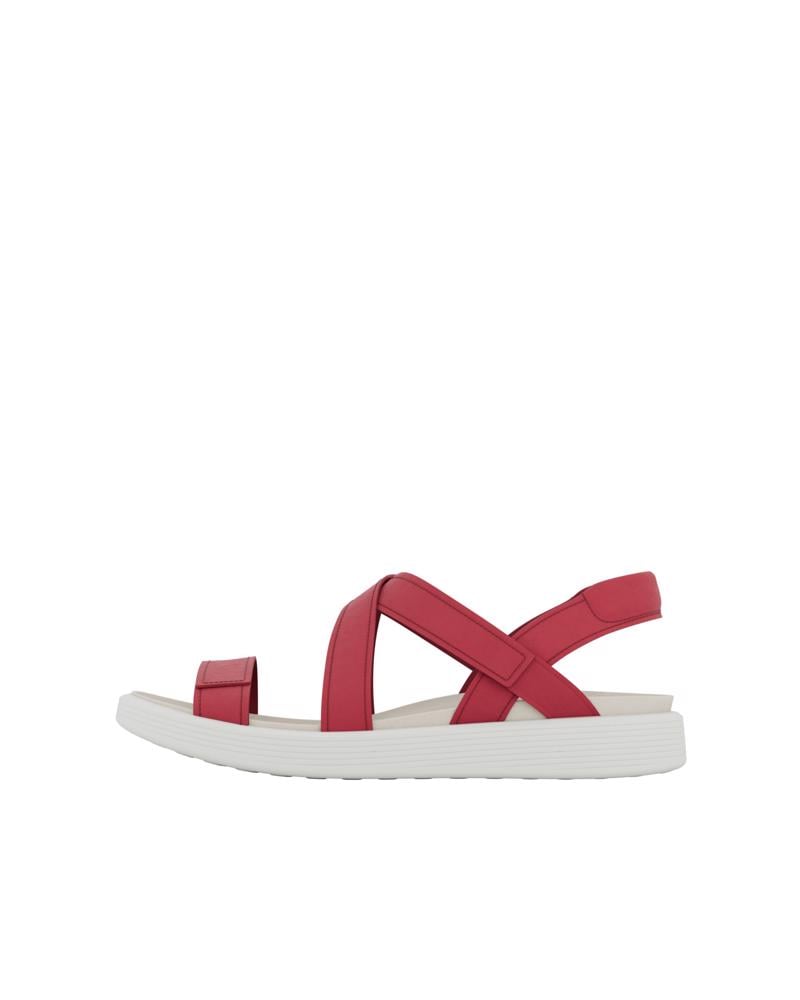 CHILI RED  ECCO SOFT SANDAL W CROSS STRAP