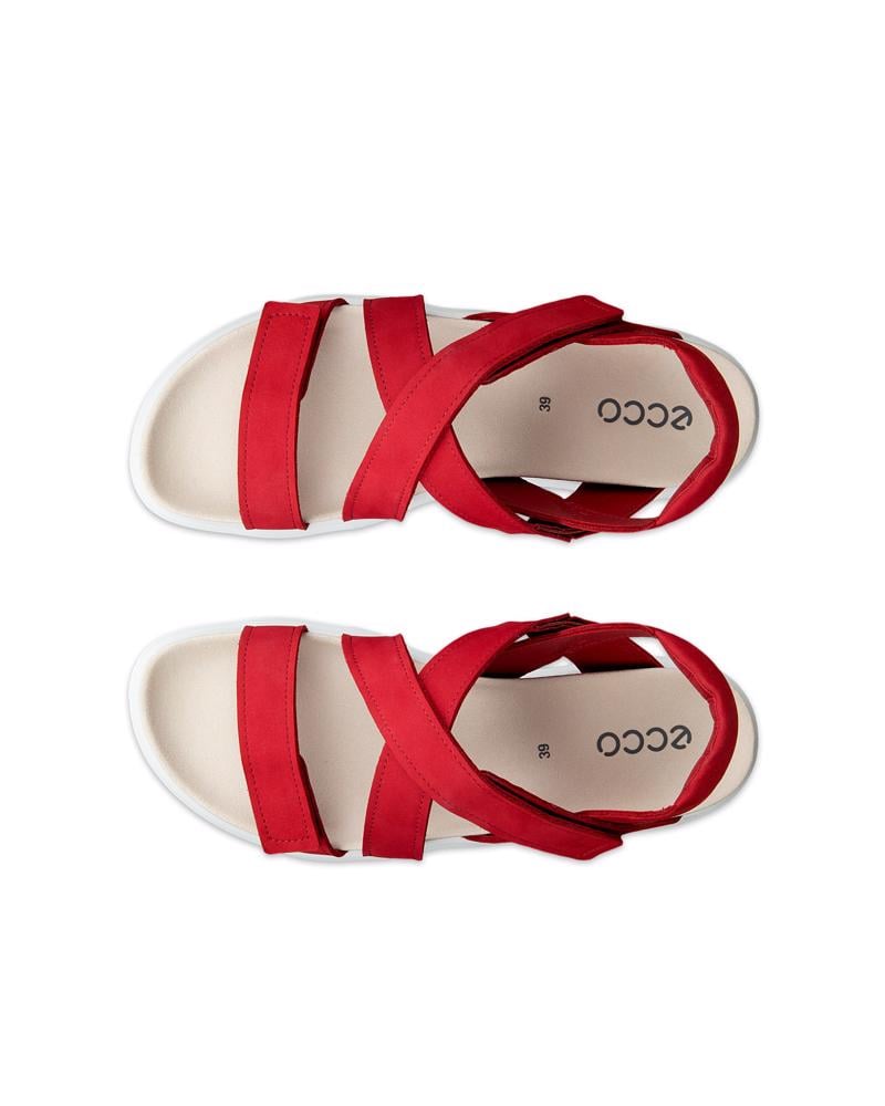 CHILI RED  ECCO SOFT SANDAL W CROSS STRAP
