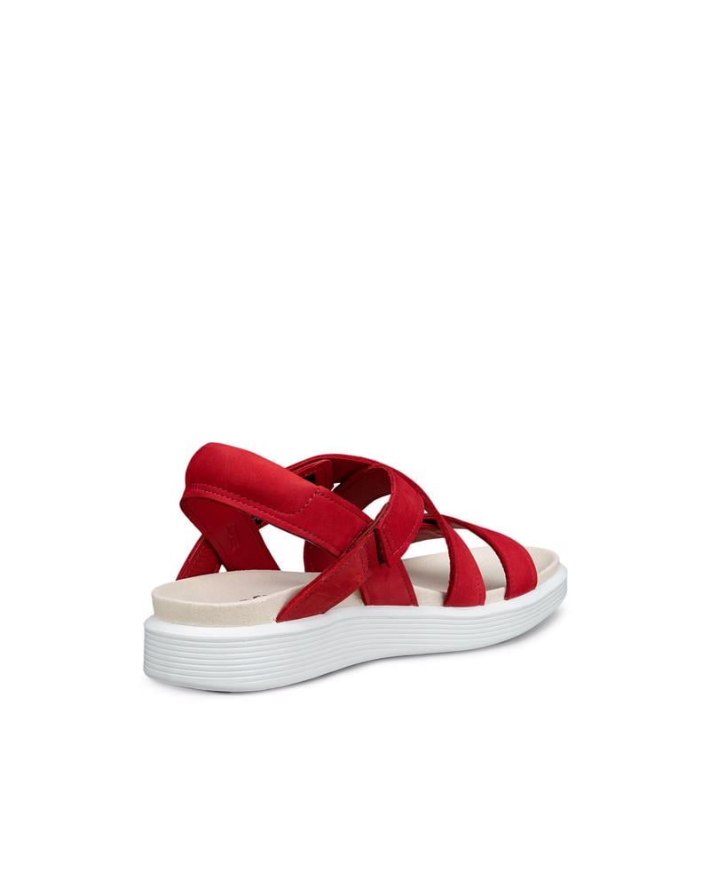 CHILI RED  ECCO SOFT SANDAL W CROSS STRAP
