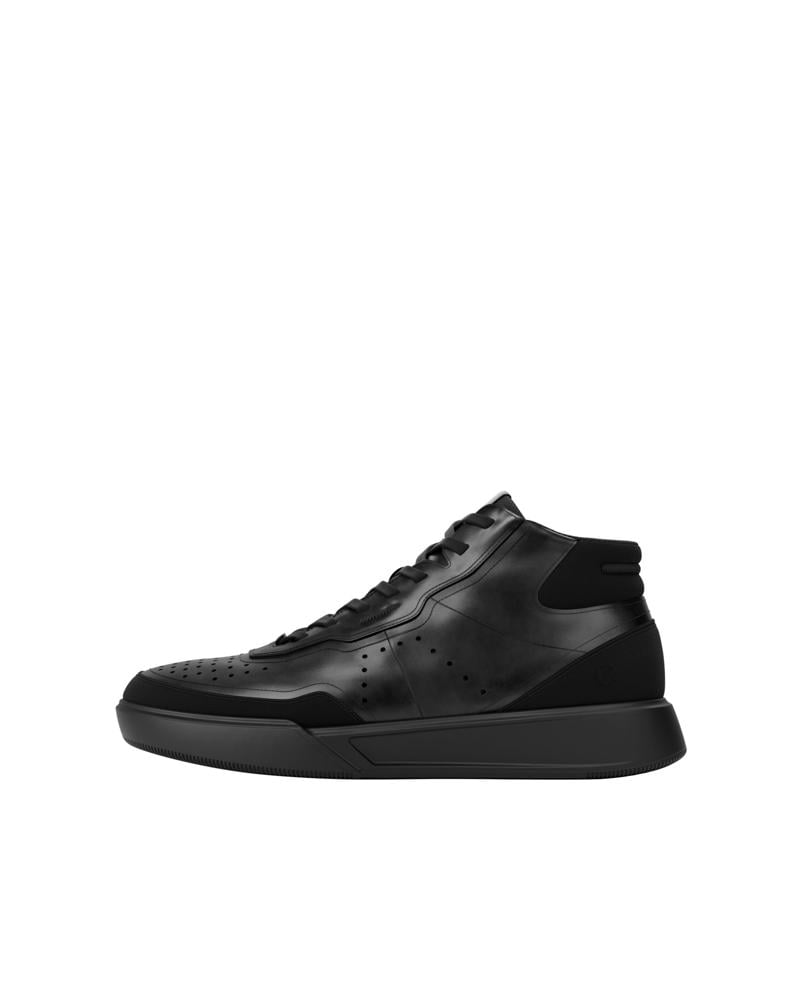 BLACK ECCO STREET COURT W HIGH-TOP