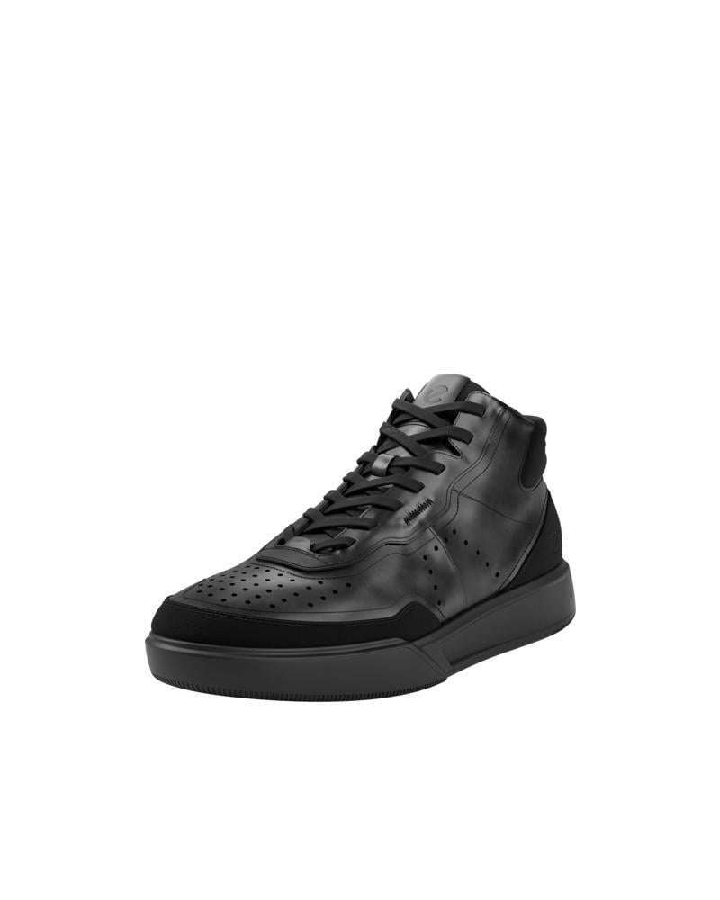 BLACK ECCO STREET COURT W HIGH-TOP