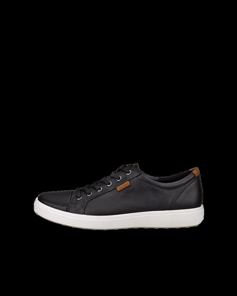 BLACK ECCO SOFT 7 LEATHER SNEAKER