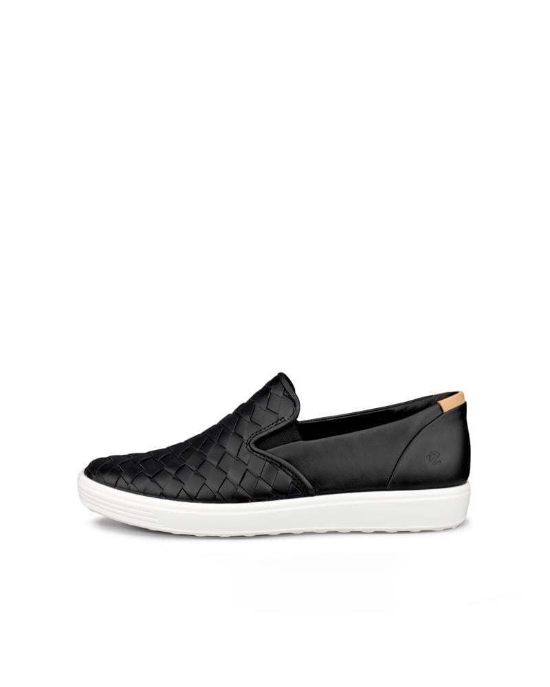 BLACK ECCO SOFT 7 W SLIP ON WOVEN