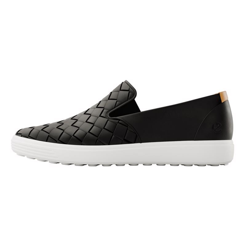 BLACK ECCO SOFT 7 W SLIP ON WOVEN