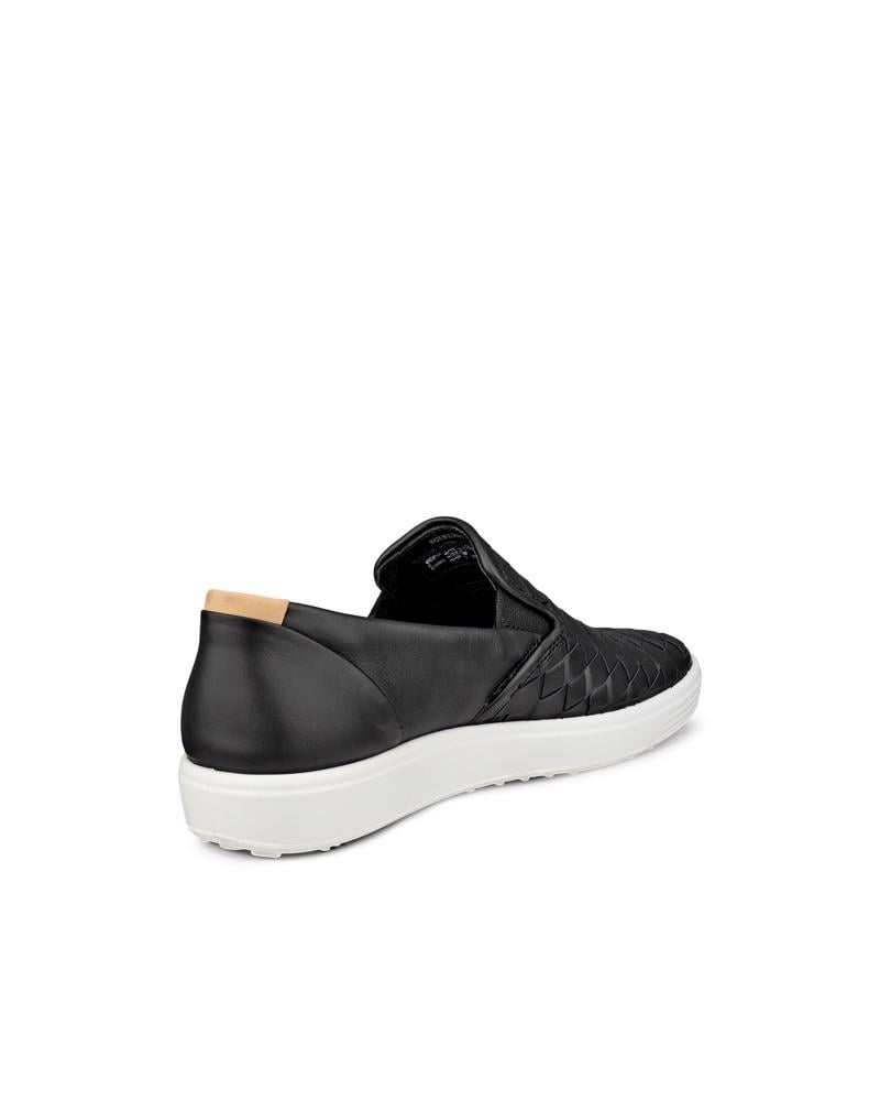 BLACK ECCO SOFT 7 W SLIP ON WOVEN