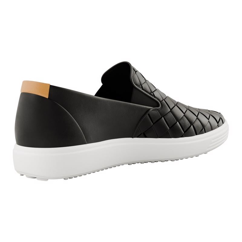 BLACK ECCO SOFT 7 W SLIP ON WOVEN