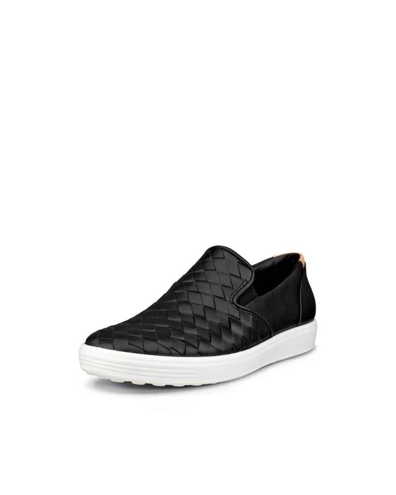 BLACK ECCO SOFT 7 W SLIP ON WOVEN
