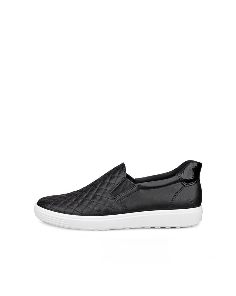 BLACK ECCO SOFT 7 W EASY SLIP ON