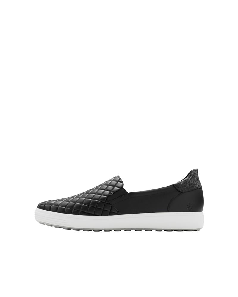 BLACK ECCO SOFT 7 W EASY SLIP ON
