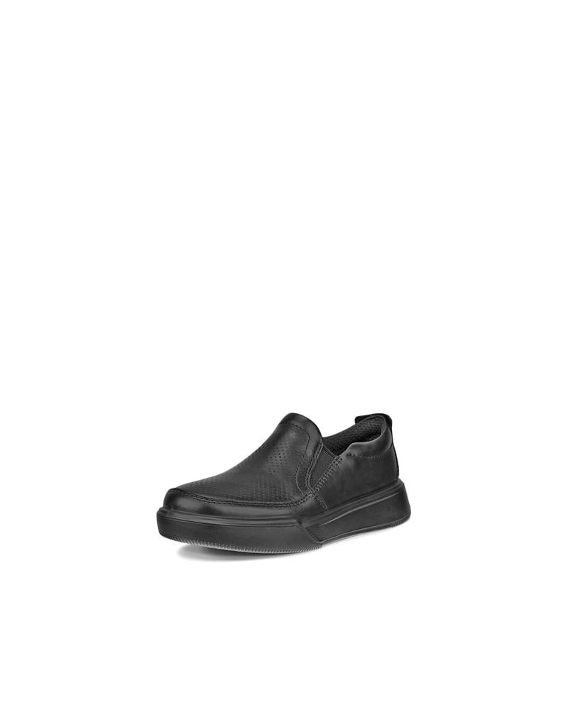 BLACK ECCO STREET COURT K SLIP-ON