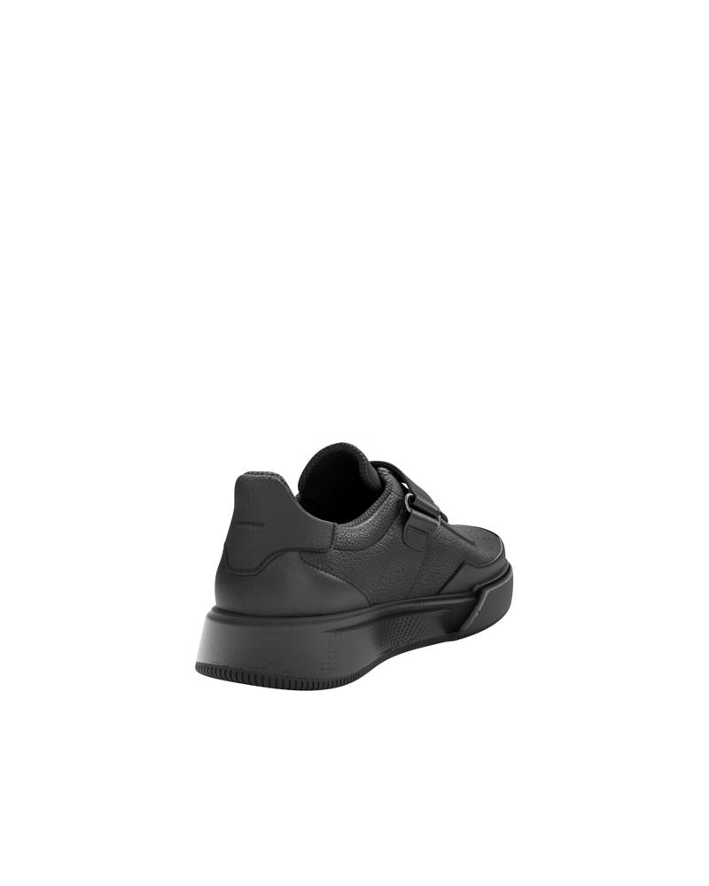 BLACK ECCO STREET COURT K LEATHER