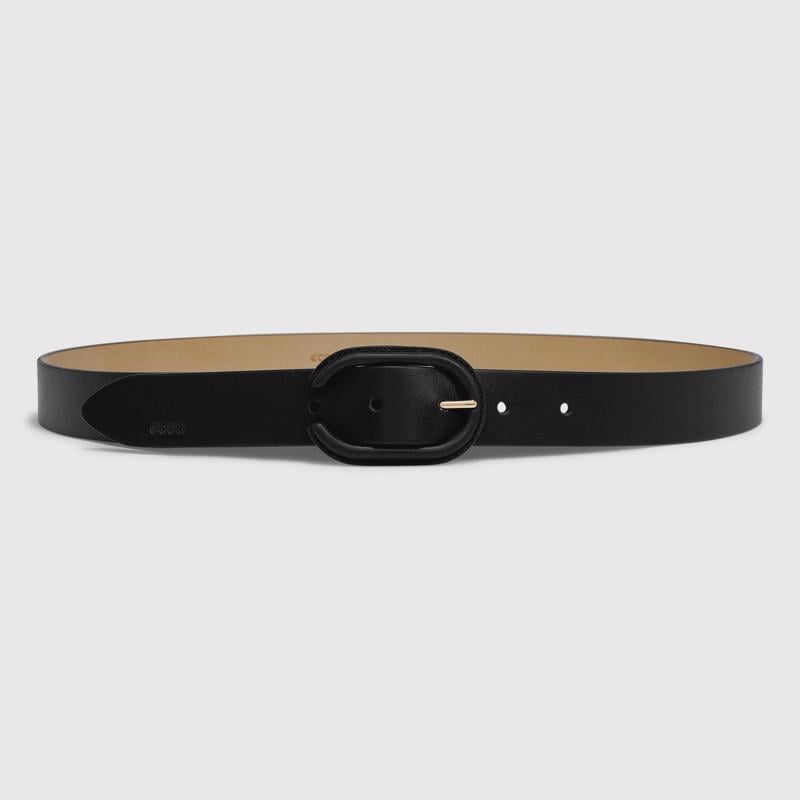 BLACK ECCO Formal Covered Belt