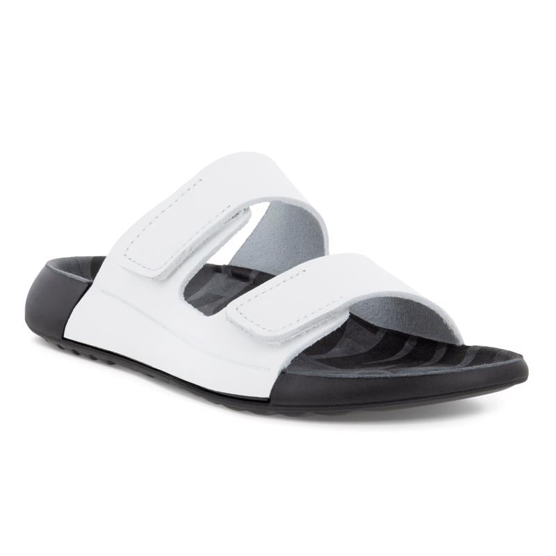 White ECCO COZMO W FLAT SANDAL