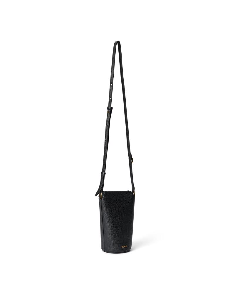 BLACK ECCO Pot Bag Pebbled Leather