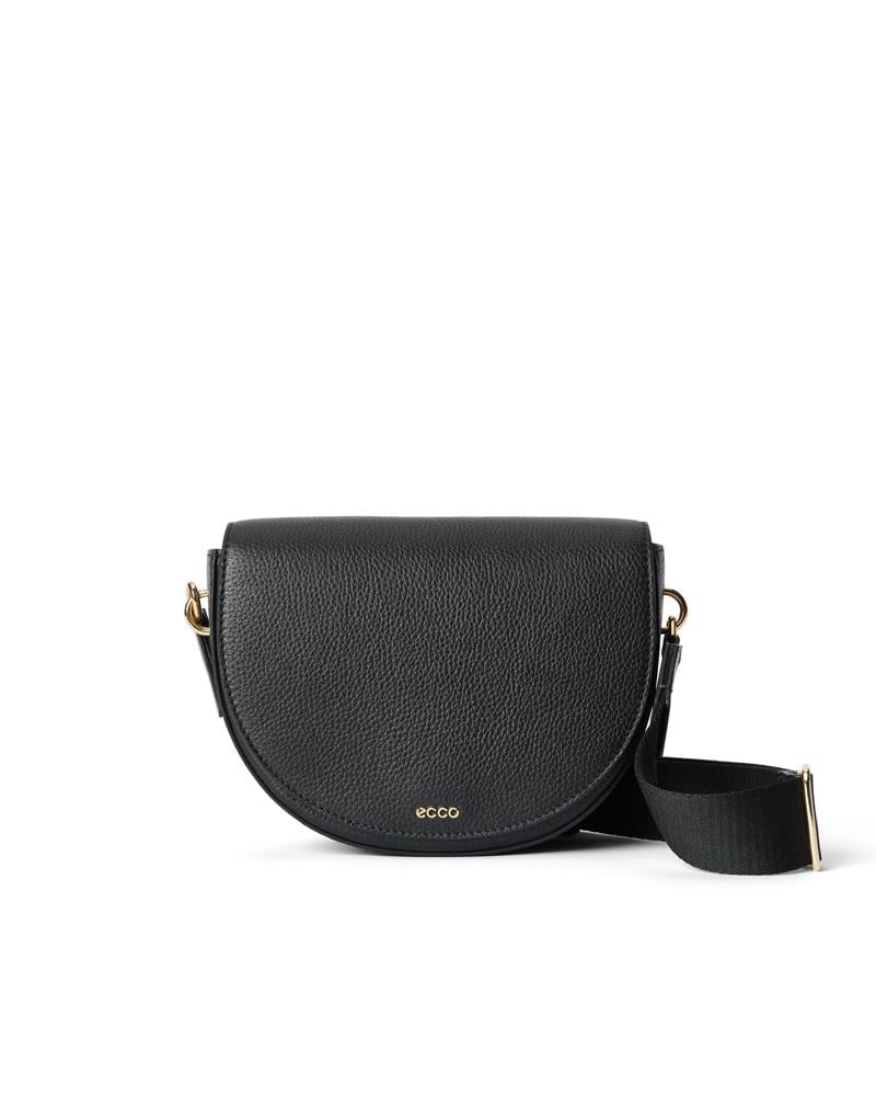 BLACK ECCO Saddle Bag Pebbled Leather