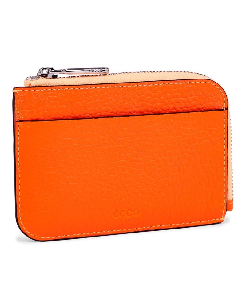 Orange ECCO Card Case Zipped Pebbled Leather