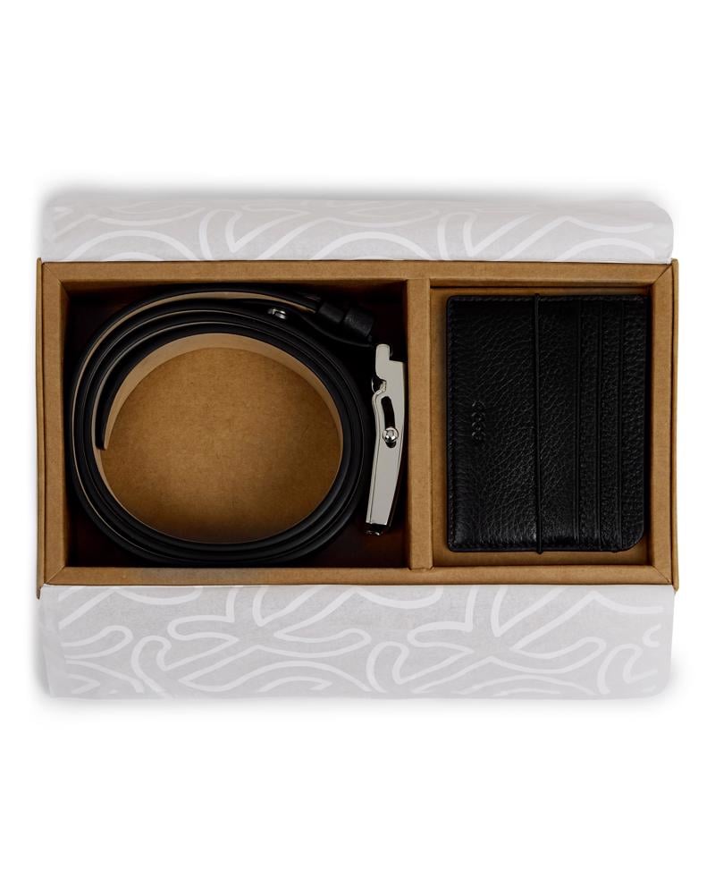 اسود ECCO Belts Card Case Gift Set
