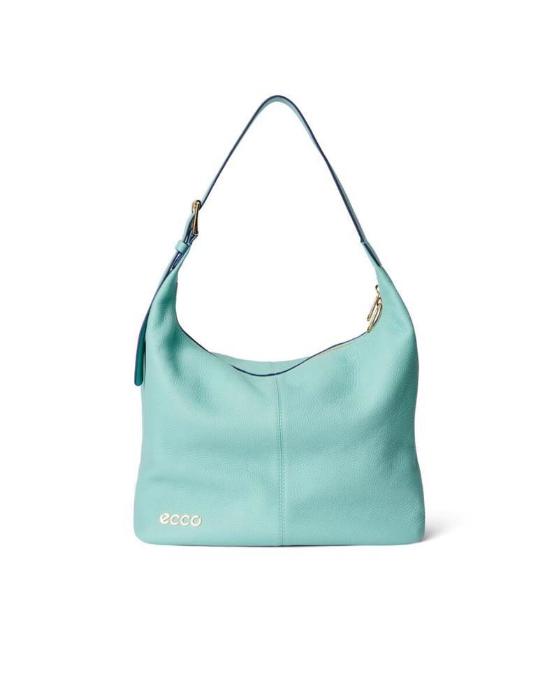 BLUE ECCO Hobo M Soft Pebbled Leather