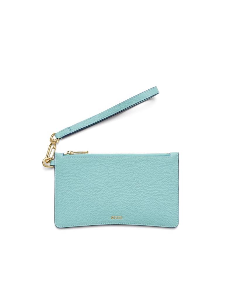 BLUE ECCO Wristlet Soft Pebbled Leather