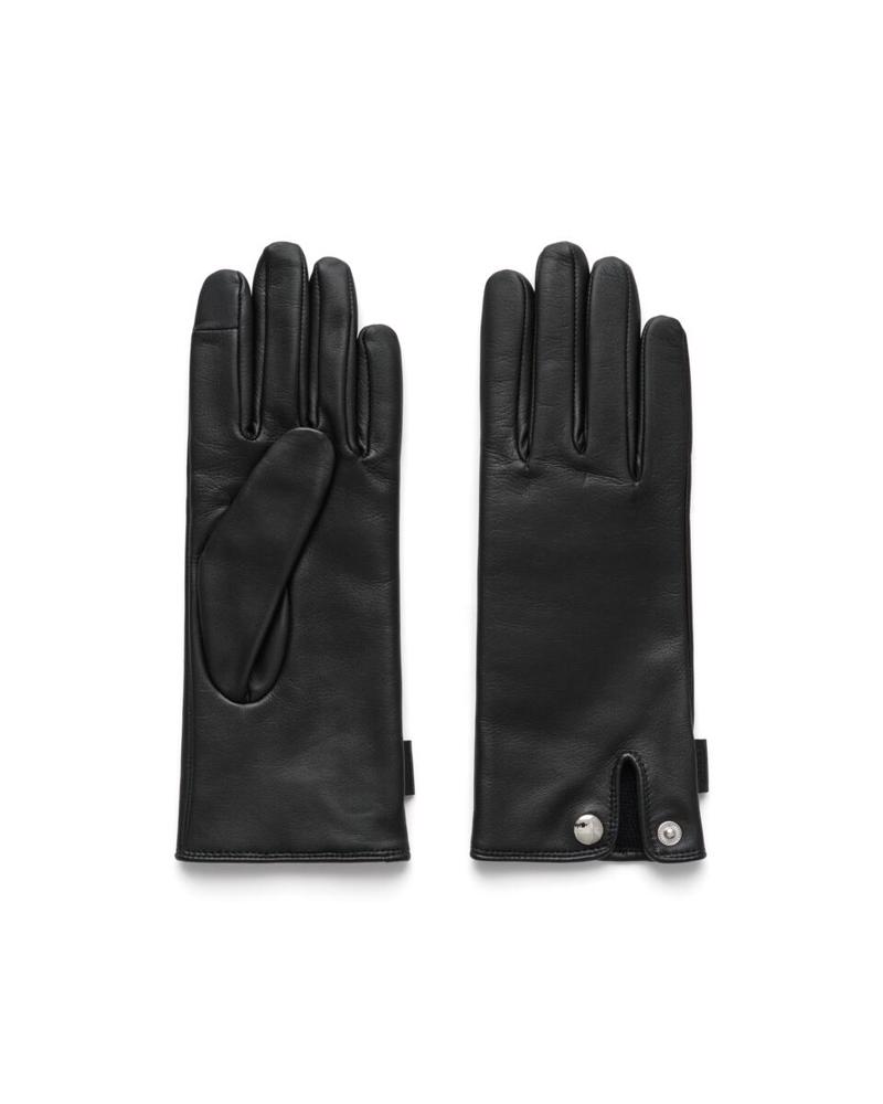 BLACK ECCO Womens Snap Gloves